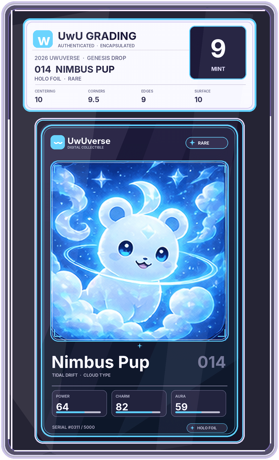 Nimbus Pup, a placeholder rare-grade graded collectible